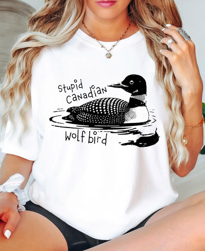 Stupid Canadian Wolf Bird Shirt, Sarcastic Animal Graphic Tee LGBT Gay Pride Gift