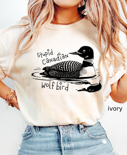 Stupid Canadian Wolf Bird Shirt, Sarcastic Animal Graphic Tee LGBT Gay Pride Gift