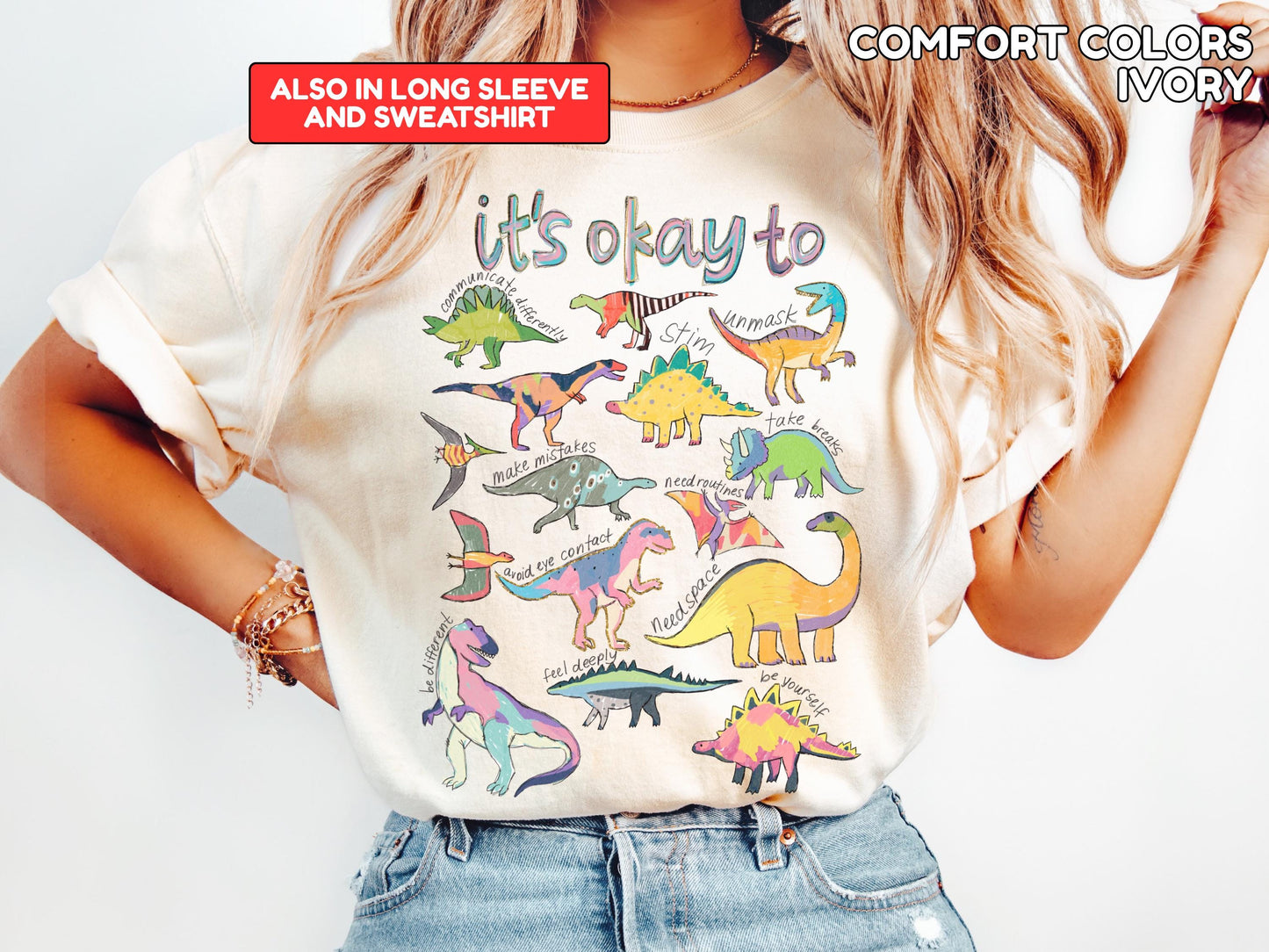 It’s Ok To Be Different Autism Dinosaur Shirt Autism Awareness Shirt Autism Mom Shirt Special Education Teacher Tee Neurodiversity Shirt