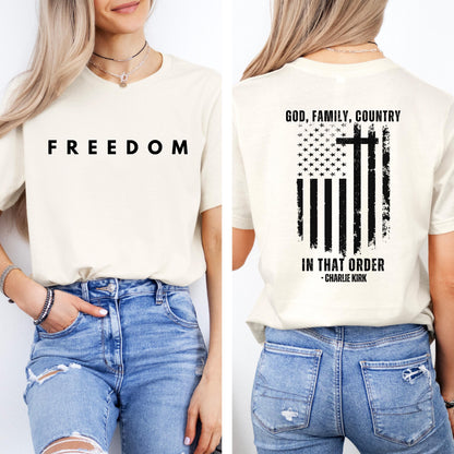 Activism Tee, God Family Country In That Order Unisex Jersey Short Sleeve Shirt, Pray for Charlie Kirk, Equality, Support Diversity