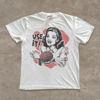 Sarcastic Vintage Unisex Shirt, Use Your Brain Aesthetic Tee, Funny Retro 50s Style Ad Parody Shirt, Sarcastic Quote, Gift for Thinkers
