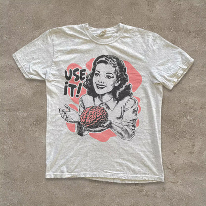 Sarcastic Vintage Unisex Shirt, Use Your Brain Aesthetic Tee, Funny Retro 50s Style Ad Parody Shirt, Sarcastic Quote, Gift for Thinkers