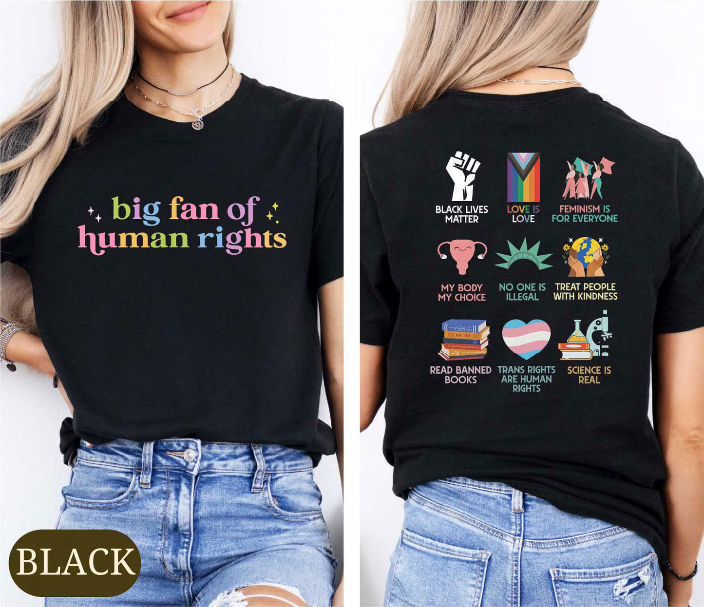 Big Fan Of Human Rights Shirt, Equality Sweatshirt, Human Rights Top, Social Justice Gift For Activist, Anti Trump T-shirt, Rainbow LGBT Tee