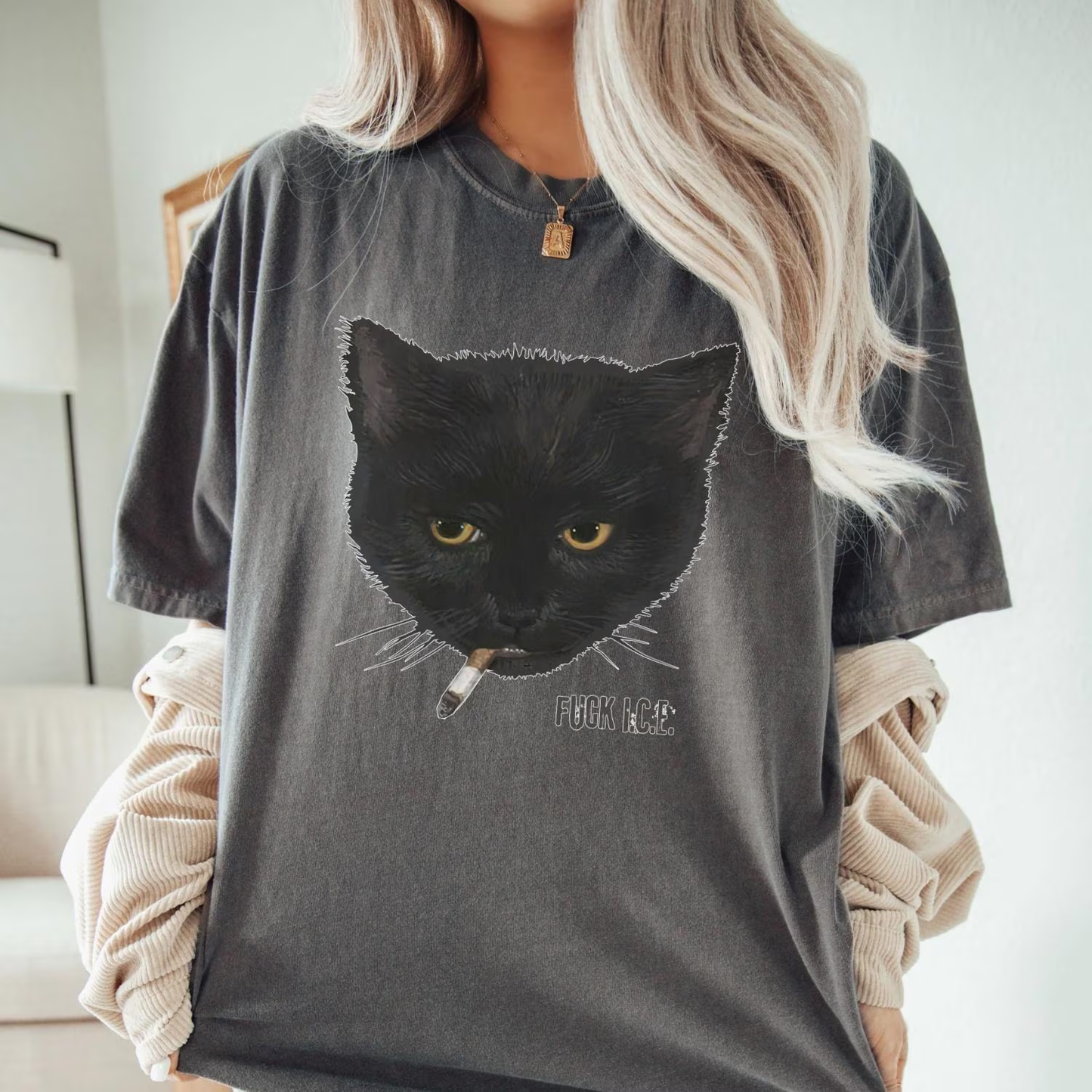 Fuck ICE Smoking Cat Shirt, Anti Trump Tshirts, Protest Shirt, Fuck Donald Trump, Unisex Comfort Colors Fuck Trump Shirt