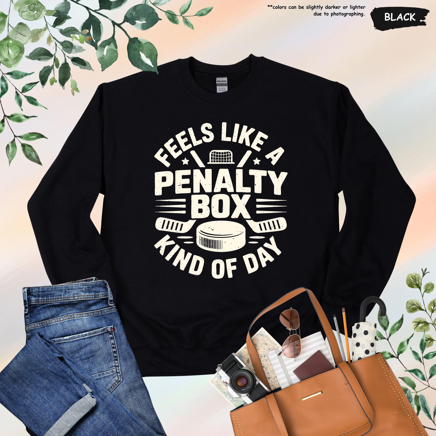 Feels Like A Penalty Box Kind Of Day Sweatshirt, Funny Ice Hockey Hoodie, Ice Rink Coach Gift, Hockey Mom Sweater, Winter Sports Team Gift