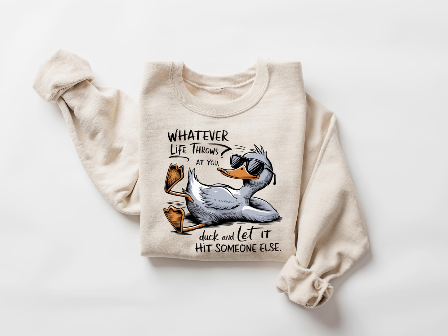 Whatever Life Throws At You Funny Sarcastic Shirt, Funny Duck T-Shirt, Snarky Retro Tee, Funny Adult Gift, Sarcastic Sayings Tshirt