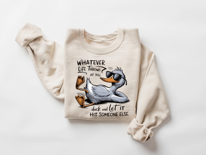 Whatever Life Throws At You Funny Sarcastic Shirt, Funny Duck T-Shirt, Snarky Retro Tee, Funny Adult Gift, Sarcastic Sayings Tshirt