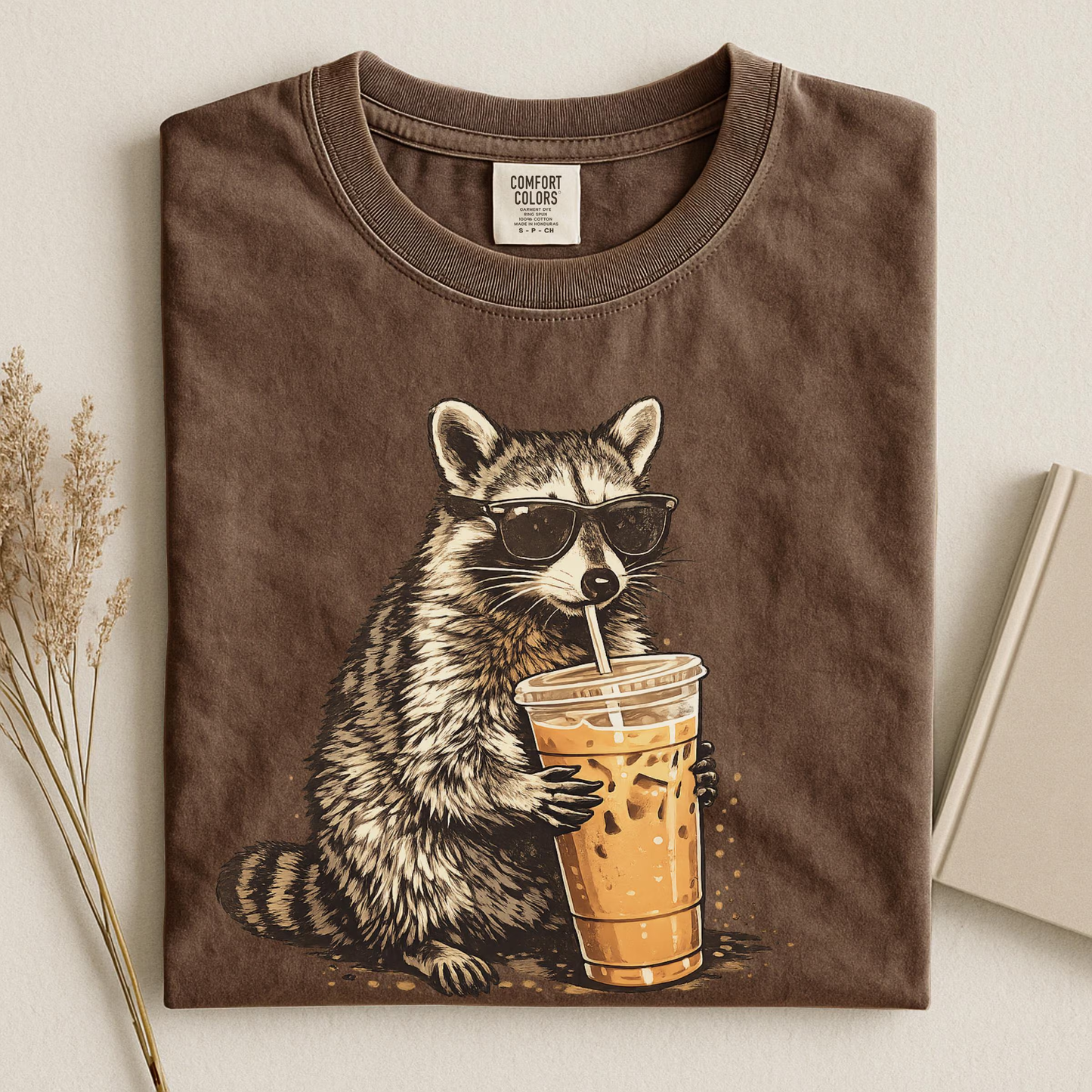 Raccoon Drinking Iced Coffee Shirt, Funny Animal Meme Tee, Coffee Lover Raccoon Shirt, Comfort Colors Tshirt, Unisex Graphic T Shirt