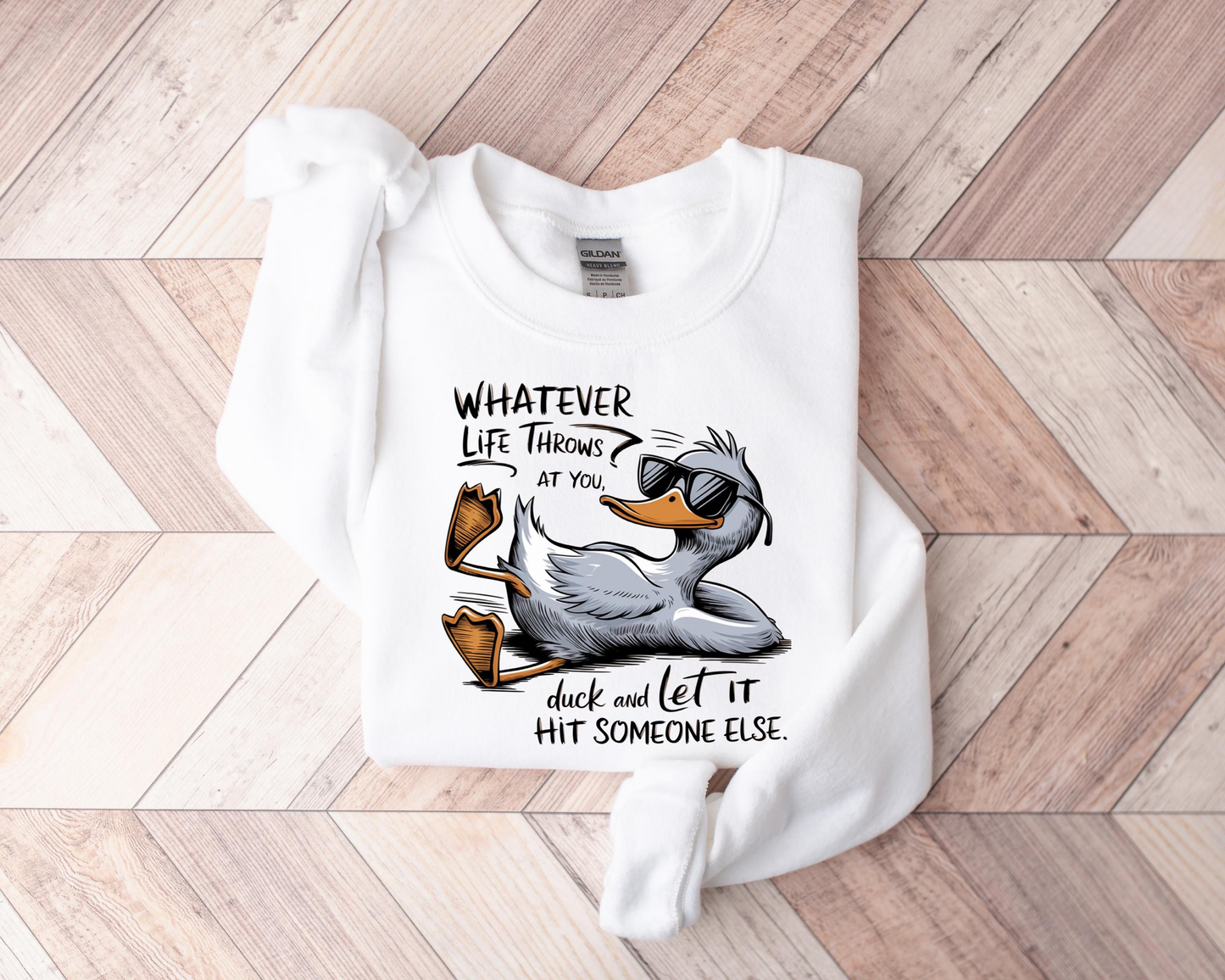 Whatever Life Throws At You Funny Sarcastic Shirt, Funny Duck T-Shirt, Snarky Retro Tee, Funny Adult Gift, Sarcastic Sayings Tshirt