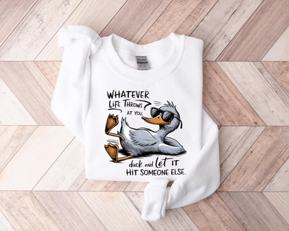 Whatever Life Throws At You Funny Sarcastic Shirt, Funny Duck T-Shirt, Snarky Retro Tee, Funny Adult Gift, Sarcastic Sayings Tshirt