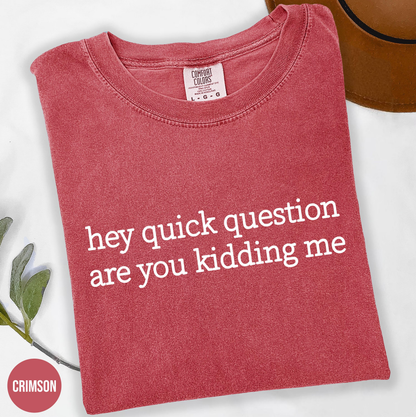 Comfort Colors® Hey Quick Question Are You Kidding Me Shirt, Sarcastic Tshirt, Funny Humor Shirt, Funny Meme Shirt, Mental Health Shirt