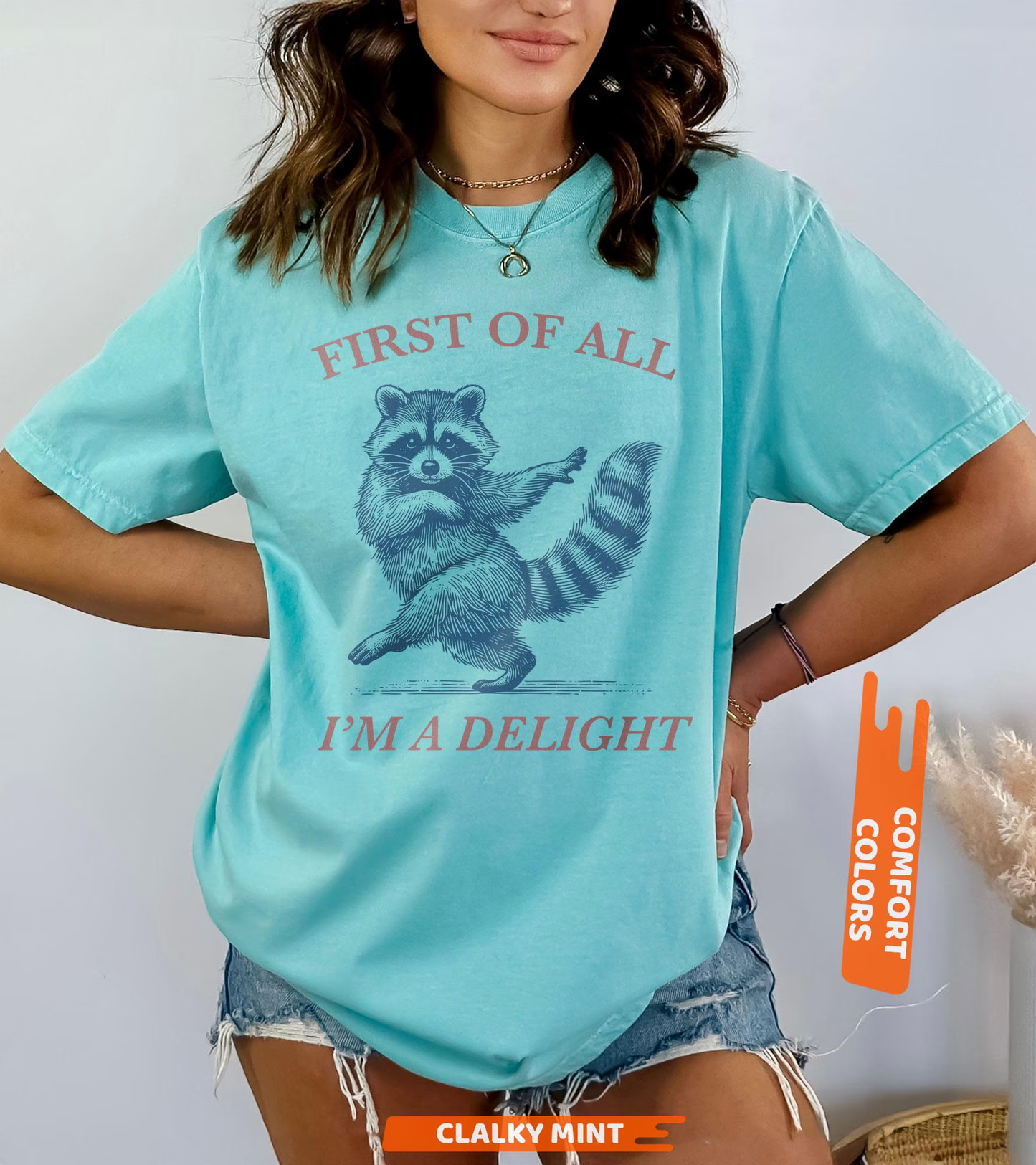 First of All, I'm a Delight Shirt Funny Raccoon Tshirt, Sarcastic Quote Shirt, Sarcasm Shirt, Funny Animal Raccoon Tee, Humor Graphic Shirt
