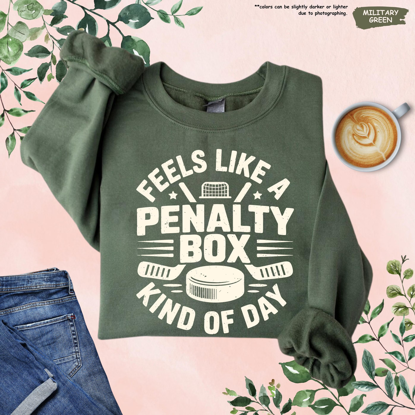 Feels Like A Penalty Box Kind Of Day Sweatshirt, Funny Ice Hockey Hoodie, Ice Rink Coach Gift, Hockey Mom Sweater, Winter Sports Team Gift