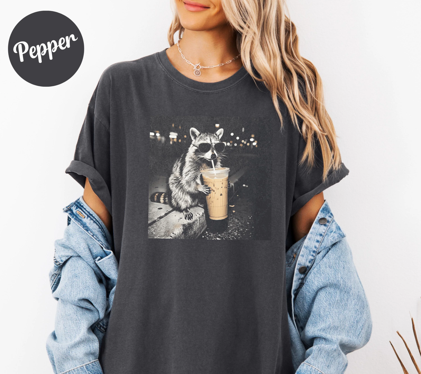 Retro Raccoon Drinking Iced Coffee Shirt, Funny Animal Meme Tee, Coffee Lover Raccoon Shirt, Unisex Graphic T Shirt