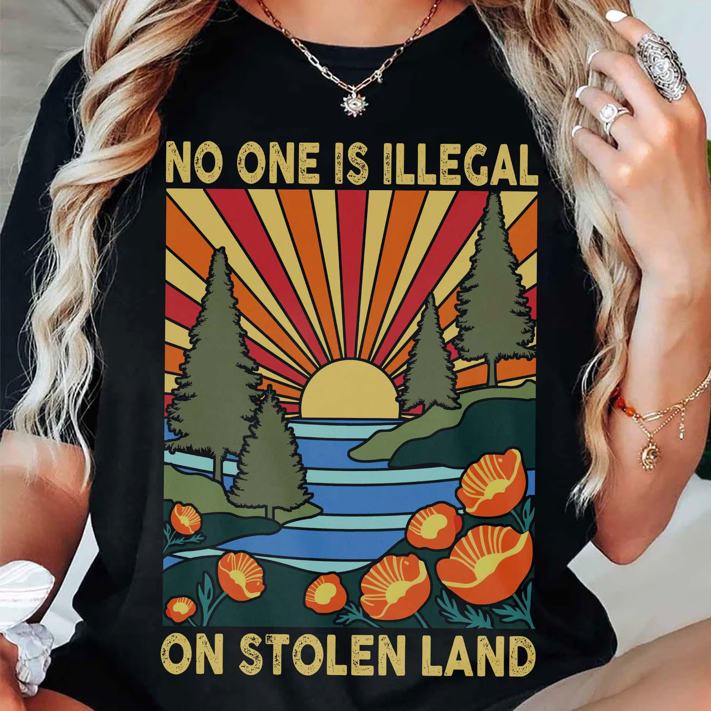 No One Is Illegal On Stolen Land Shirt, Social Justice Shirt, Anti Racism Shirt, Activist Protest Shirt, Native American Shirt, Equality Tee