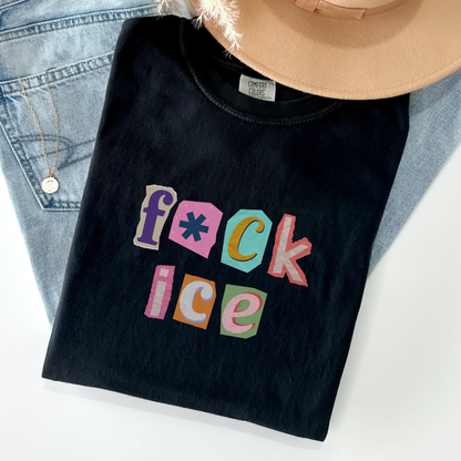F*ck Ice Magazine Letters Unisex Comfort Colors Tee, Anti Trump Shirt, Anti Maga, FDT, Protect Immigrants, No Human Is Illegal, Leftist