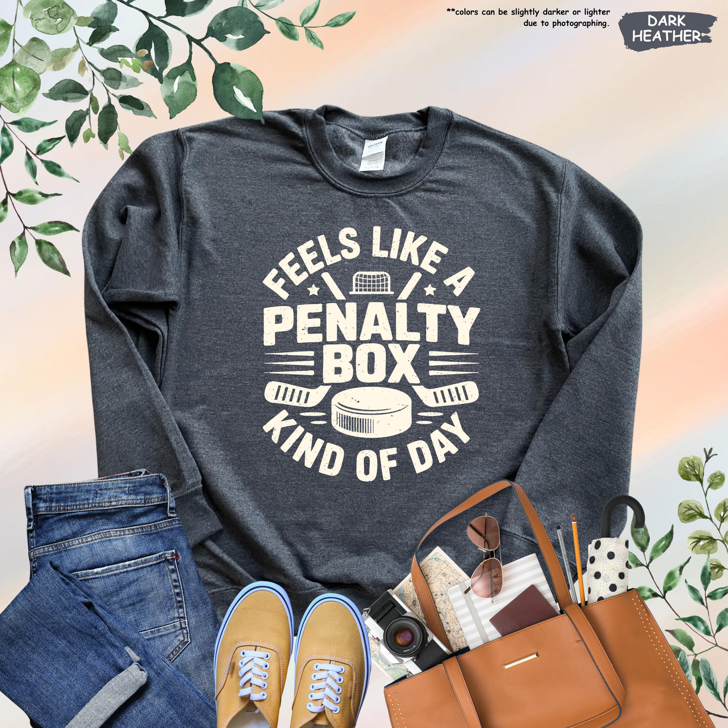 Feels Like A Penalty Box Kind Of Day Sweatshirt, Funny Ice Hockey Hoodie, Ice Rink Coach Gift, Hockey Mom Sweater, Winter Sports Team Gift