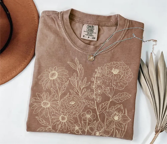 Vintage Pressed Flowers Shirt, Boho Cottagecore Shirt, Botanical Floral Tee Wildflowers Shirt Gift for Gardener Floral Shirt