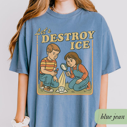 Let's Destroy Ice Shirt, Fuck ICE T-Shirt, Subtle Abolish ICE Comfort Colors Tee, Pro Immigration Ally, Human Rights Anti Trump FDT Protest