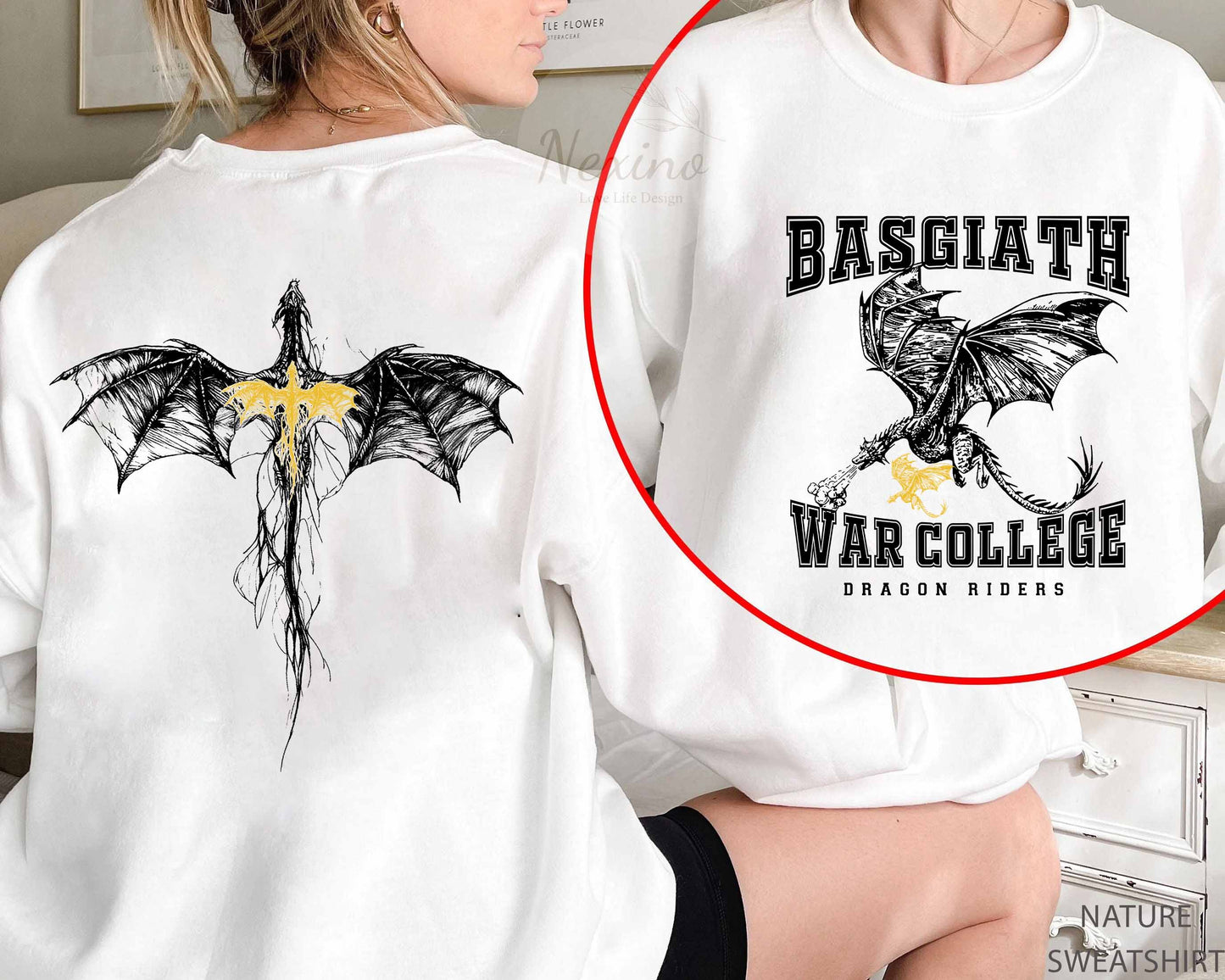 Basgiath War College Double-side Comfort Color Shirt, Fourth Wing Tee, Dragon Rider, Rebecca Yoros, Fourth Wing, Violet Sorrengail, Bookish