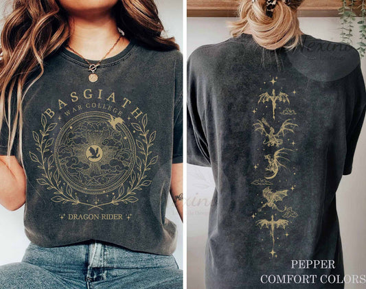 Fourth Wing Double-Sided Shirt, Rebecca Yoros Basgiath War College Shirt, Fourth Wing Shirt, Dragon Rider Shirt, Bookish Shirt, Vintage Basgiath War College Shirt
